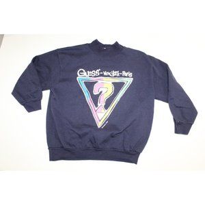 VTG GUESS JEANS USA Georges Marciano Blue Sweatshirt Spellout Dated 1989 OS